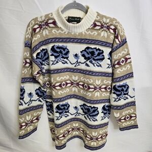 Vintage Dana Scott Adele Knit Sweater, Floral, Women's Size‎ Small